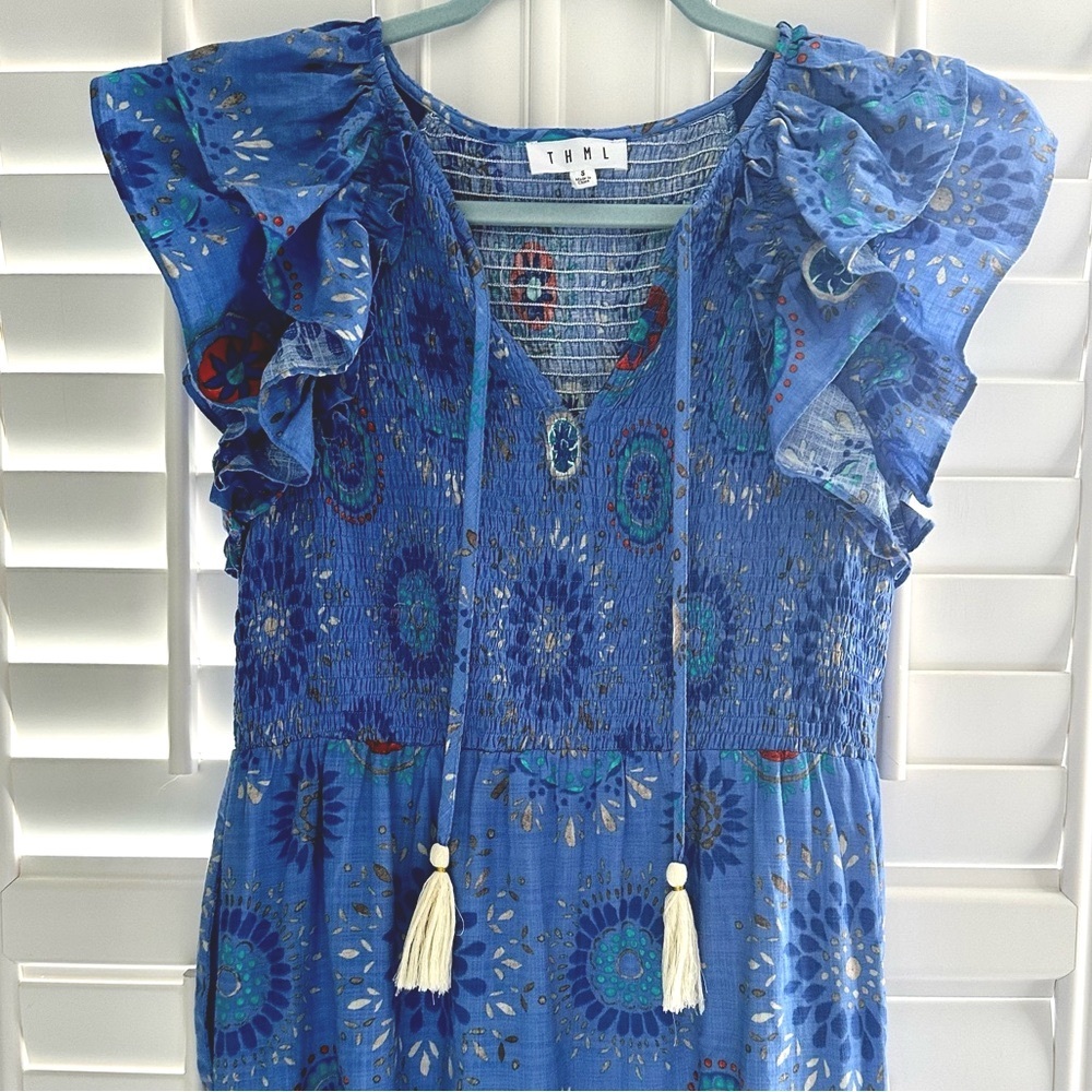 Thml Smocked Midi Dress With Flutter Sleeves. Siz… - image 5